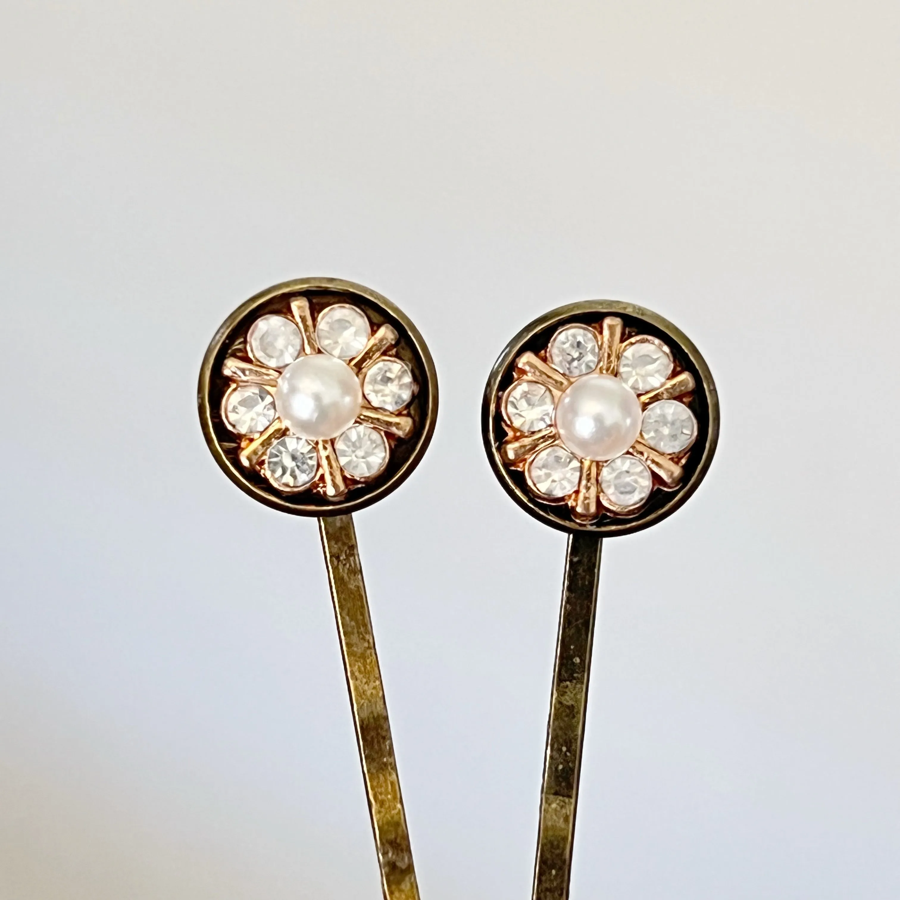 Floral Rhinestone & Pearl Hair Pin Set: Elegant Accessories for Graceful Hairstyles