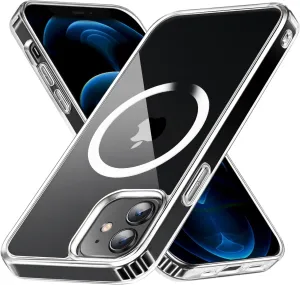 for iPhone 12/12 Pro Magnetic Case, Built in Magnets Compatible with MagSafe, Clear Hard PC Back Cover   Soft TPU Frame Slim Bumper Case for iPhone 12/12 Pro 6.1",Clear