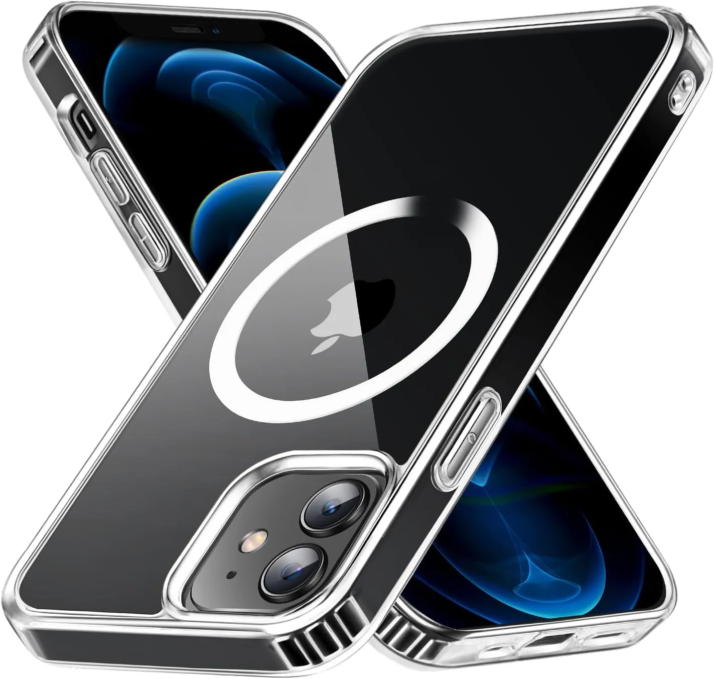 for iPhone 12/12 Pro Magnetic Case, Built in Magnets Compatible with MagSafe, Clear Hard PC Back Cover   Soft TPU Frame Slim Bumper Case for iPhone 12/12 Pro 6.1",Clear