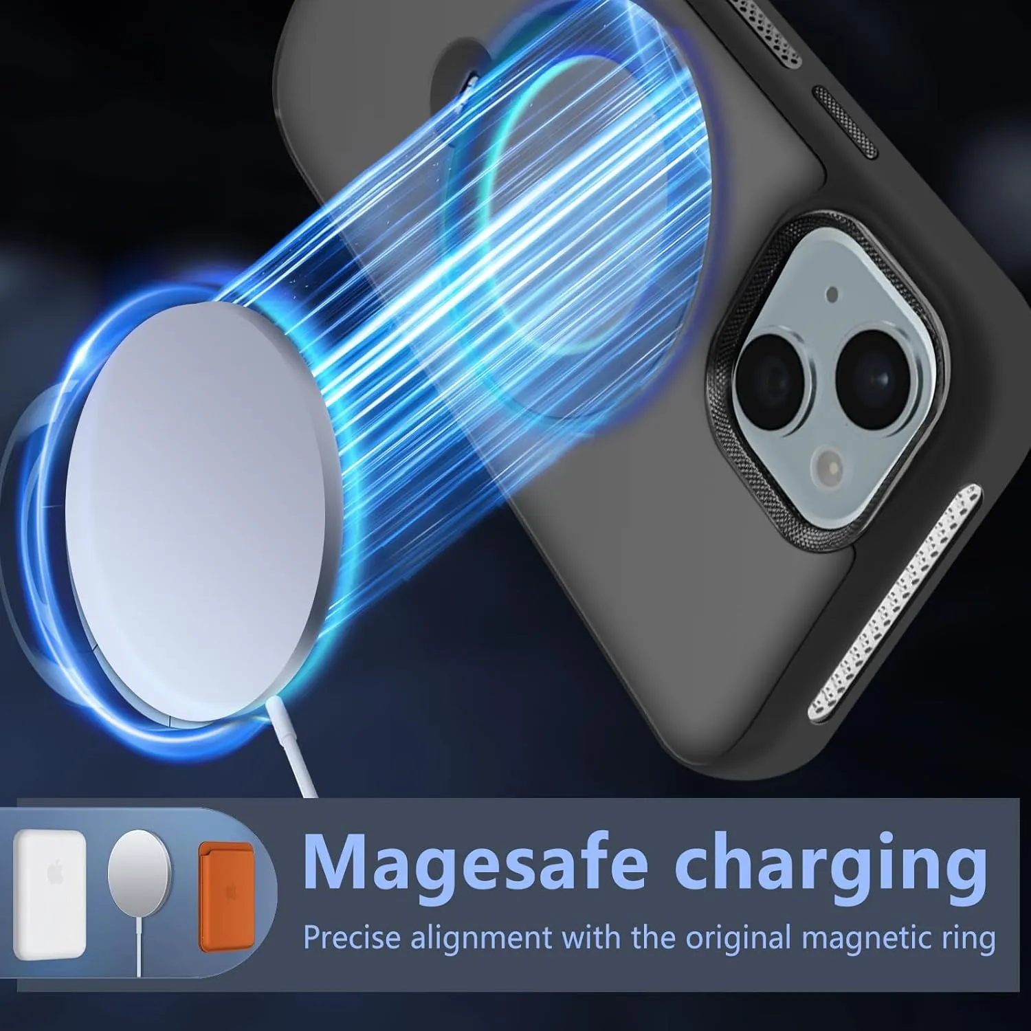 for iPhone 14 Case,iPhone 13 Case with 360 Spin Magnetic Stand Compatible with MagSafe [Built-in Invisible Bracket][with Honeycomb Cooling Holes] Good Heat Dissipation,Black
