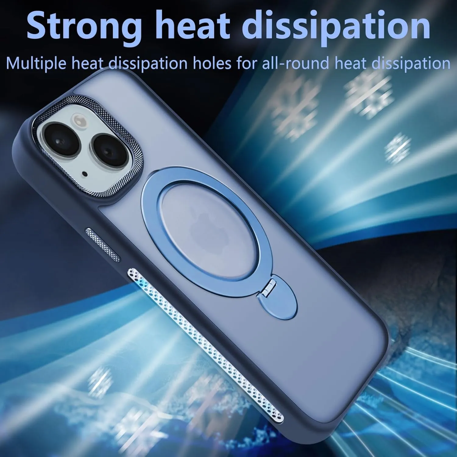 for iPhone 14 Case,iPhone 13 Case with 360 Spin Magnetic Stand Compatible with MagSafe [Built-in Invisible Bracket][with Honeycomb Cooling Holes] Good Heat DissipationBlue