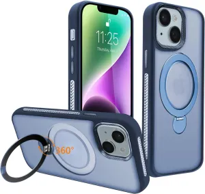for iPhone 14 Case,iPhone 13 Case with 360 Spin Magnetic Stand Compatible with MagSafe [Built-in Invisible Bracket][with Honeycomb Cooling Holes] Good Heat DissipationBlue