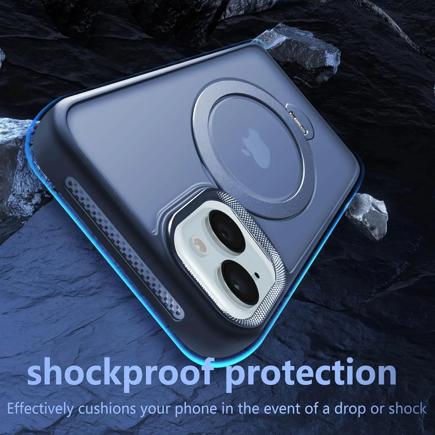 for iPhone 14 Case,iPhone 13 Case with 360 Spin Magnetic Stand Compatible with MagSafe [Built-in Invisible Bracket][with Honeycomb Cooling Holes] Good Heat DissipationBlue