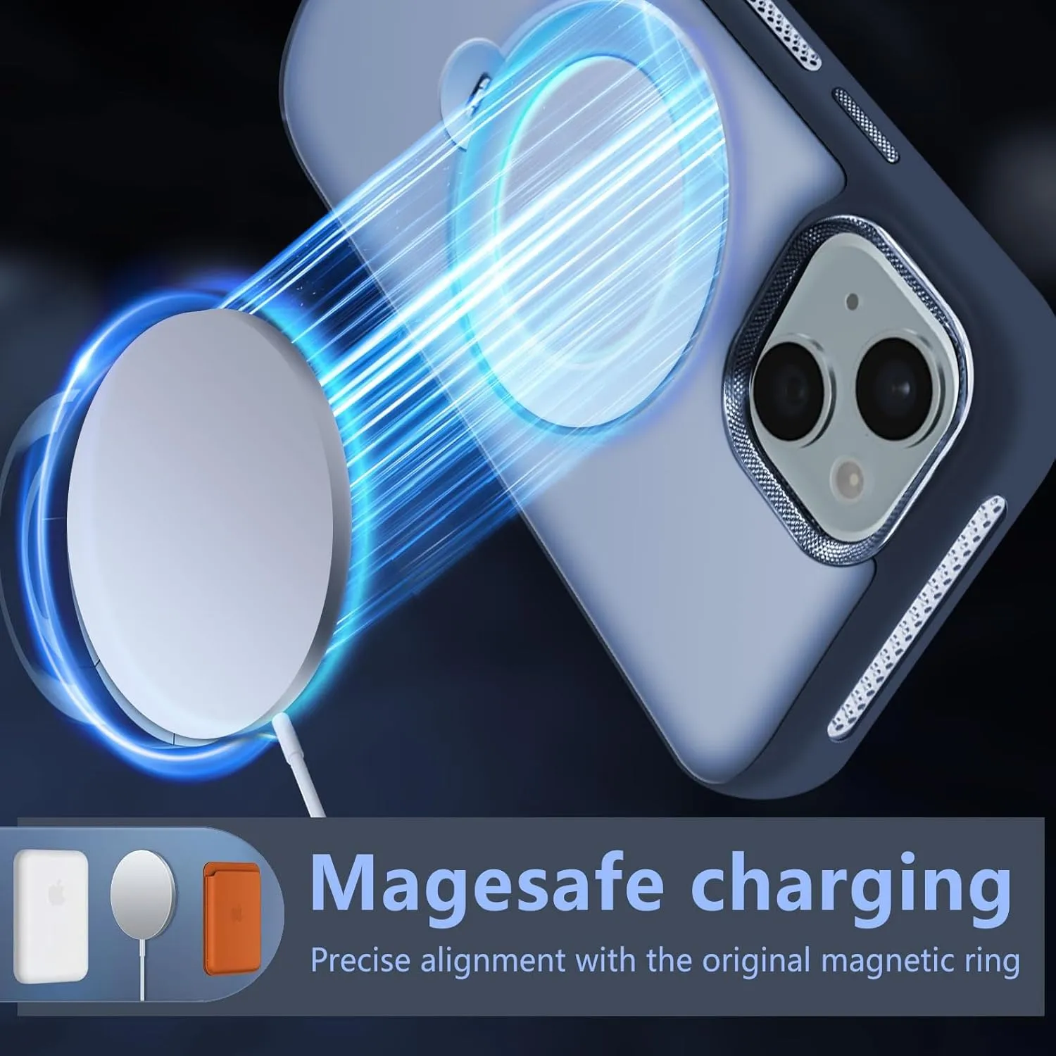 for iPhone 14 Case,iPhone 13 Case with 360 Spin Magnetic Stand Compatible with MagSafe [Built-in Invisible Bracket][with Honeycomb Cooling Holes] Good Heat DissipationBlue