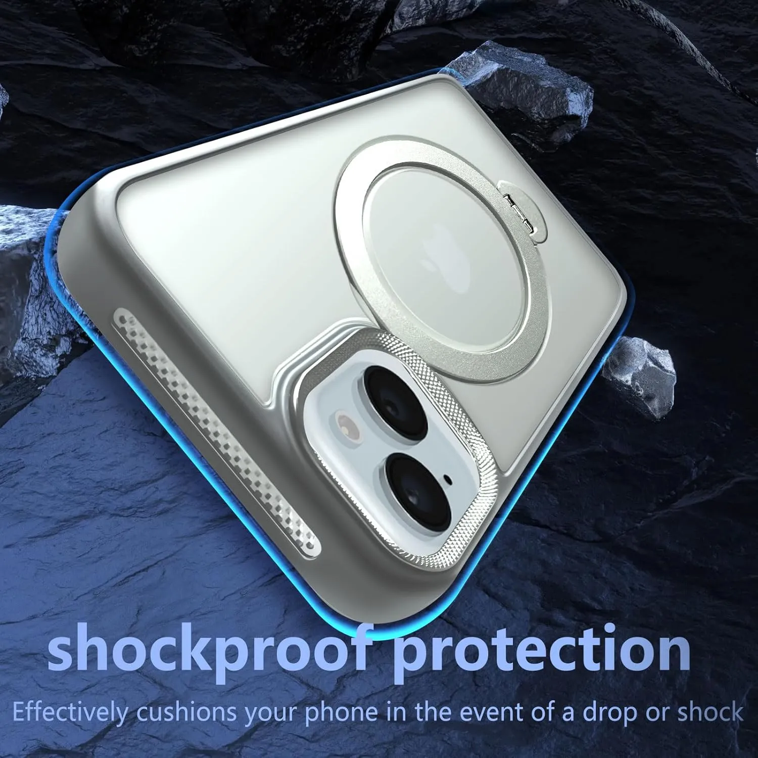 for iPhone 14 Case,iPhone 13 Case with 360 Spin Magnetic Stand Compatible with MagSafe [Built-in Invisible Bracket][with Honeycomb Cooling Holes] Good Heat DissipationGrey