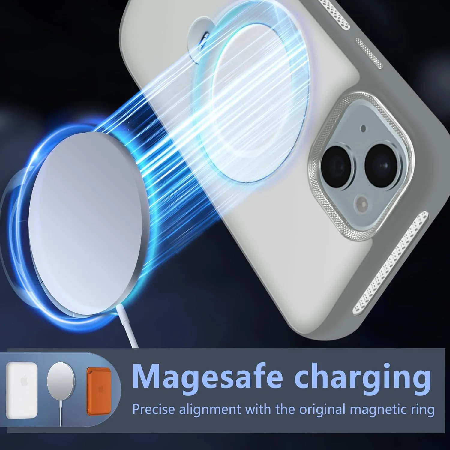 for iPhone 14 Case,iPhone 13 Case with 360 Spin Magnetic Stand Compatible with MagSafe [Built-in Invisible Bracket][with Honeycomb Cooling Holes] Good Heat DissipationGrey