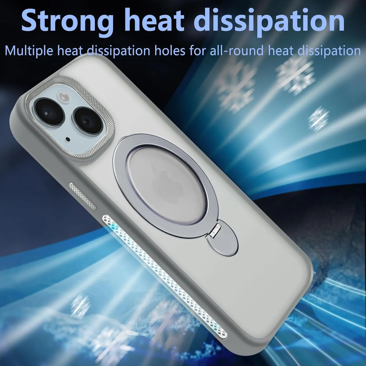 for iPhone 14 Case,iPhone 13 Case with 360 Spin Magnetic Stand Compatible with MagSafe [Built-in Invisible Bracket][with Honeycomb Cooling Holes] Good Heat DissipationGrey