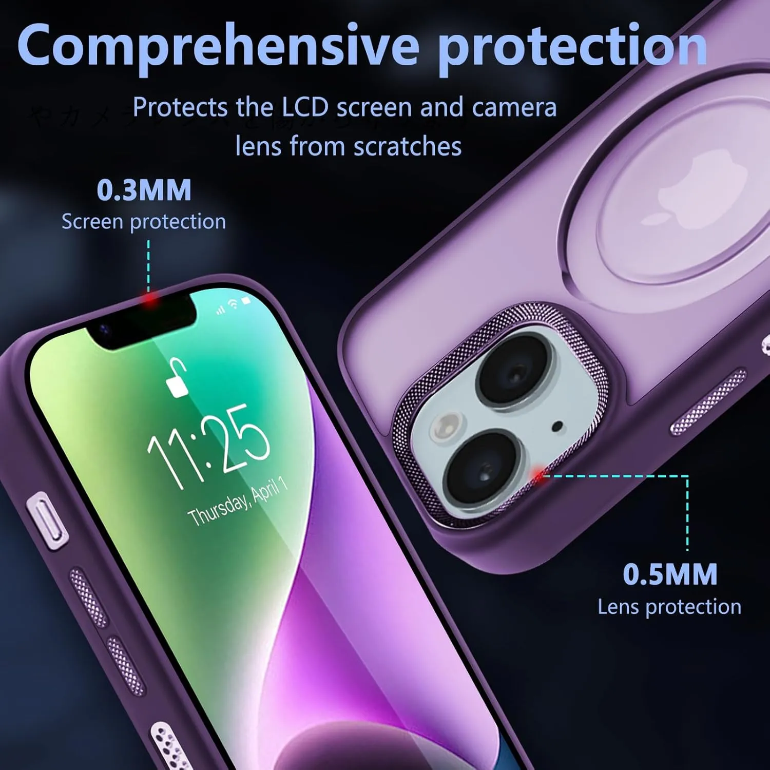 for iPhone 14 Case,iPhone 13 Case with 360 Spin Magnetic Stand Compatible with MagSafe [Built-in Invisible Bracket][with Honeycomb Cooling Holes] Good Heat DissipationPurple