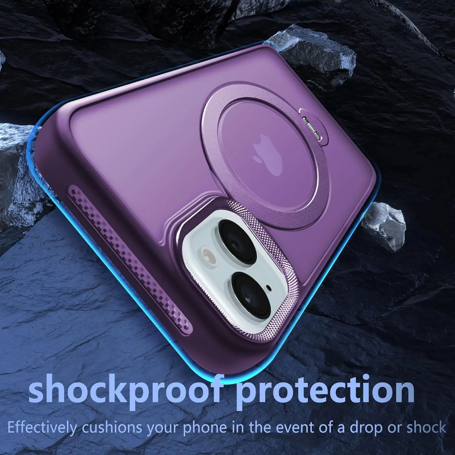 for iPhone 14 Case,iPhone 13 Case with 360 Spin Magnetic Stand Compatible with MagSafe [Built-in Invisible Bracket][with Honeycomb Cooling Holes] Good Heat DissipationPurple