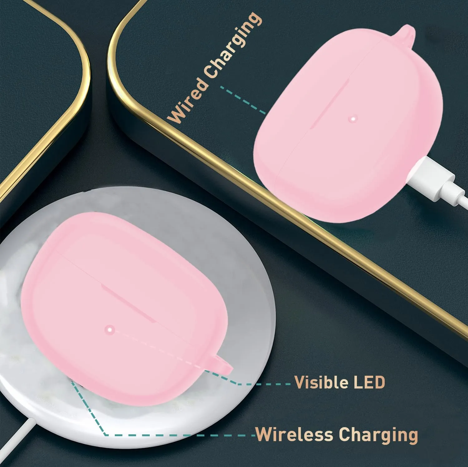 for New Bose Ultra Open Earbuds Case with Cleaner Kit 2024, Soft Silicone Shockproof Protective Cover Skin with Carabiner Women Men for Bose Open Ear Wireless Earbuds, Pink