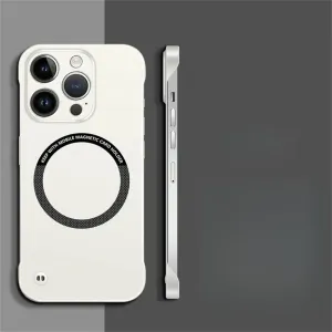 Frameless Magnetic Slim Case for iPhone 14 13 12 15 Pro Plus Max X XS Max XR Wireless Charging Hard Back Cover,White,for iPhone 11 Pro