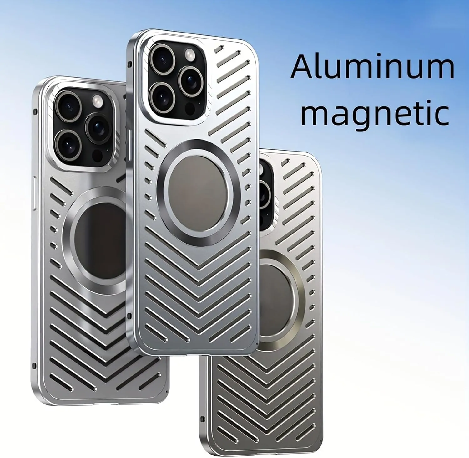 Full Metal snap Buckle Mobile Phone case, Suitable for 12/13/14/15/16Promax Heat Dissipation Breathable Magnetic Hollow Anti-Fall Protective Cover (Original Color,iPhone 12)