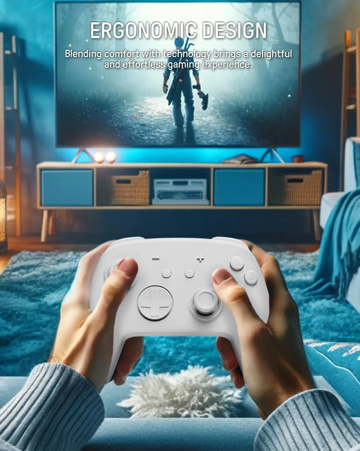 FUNLAB Switch Pro Controller Wireless White Compatible with Switch/OLED/Lite, Firefly Bluetooth Remote Gamepad with Hall Effect Joysticks/RGB 7 LED Colors/Paddle/Turbo/Motion Control