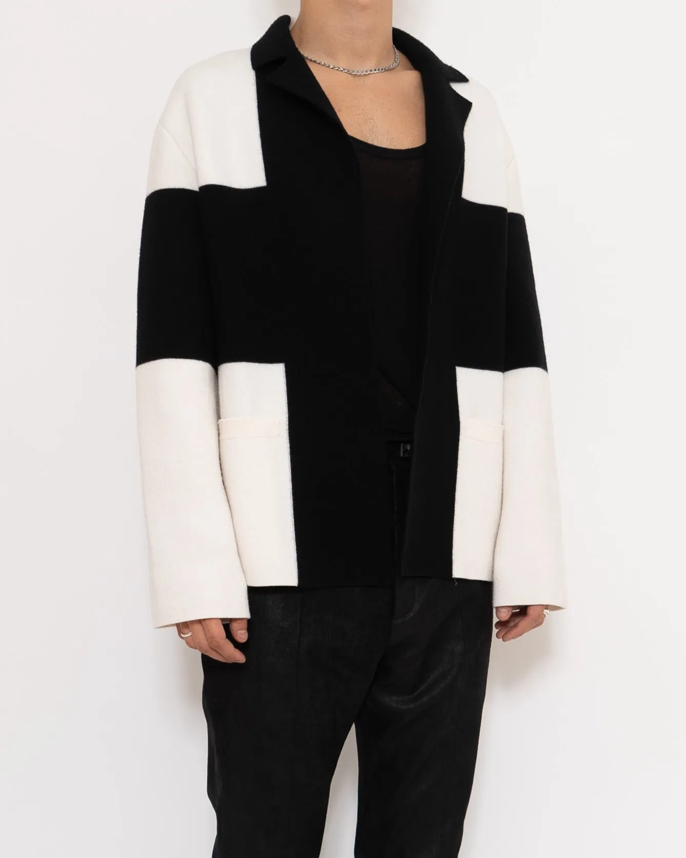 FW19 Black & White Knitted Cashmere Jacket Sample