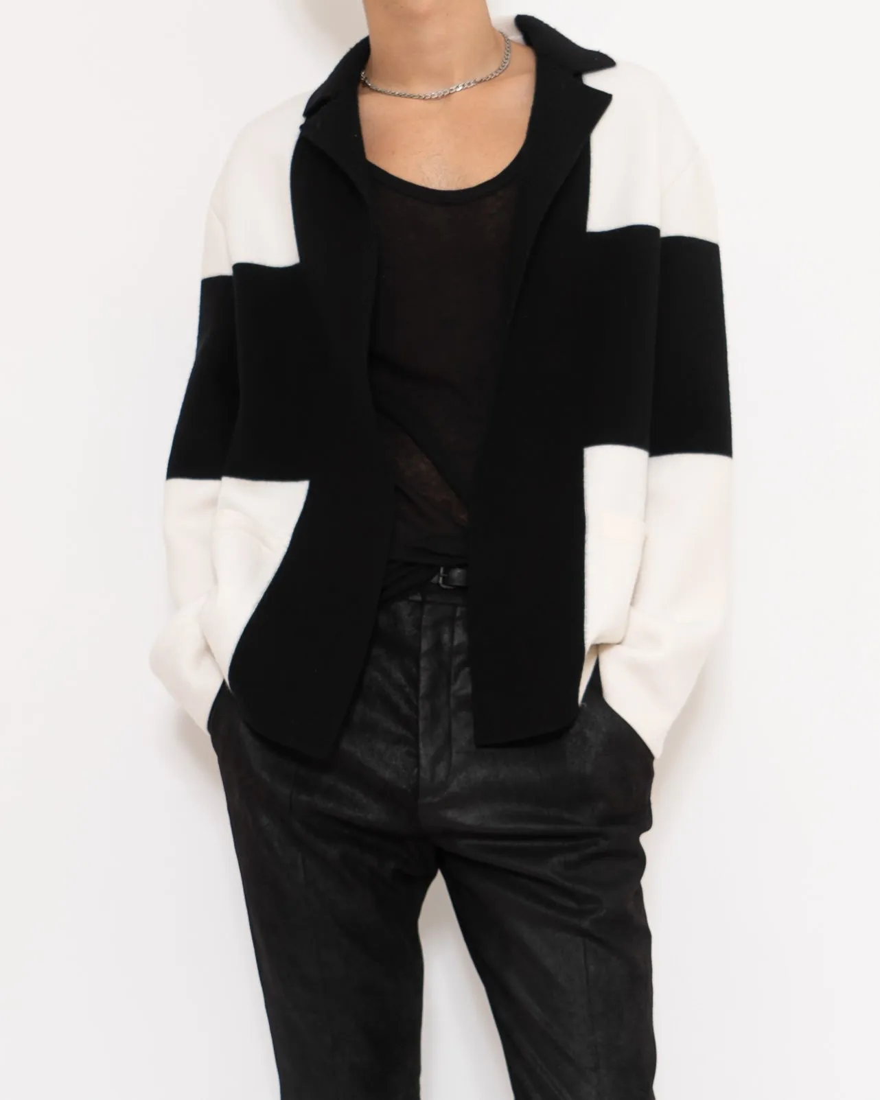 FW19 Black & White Knitted Cashmere Jacket Sample