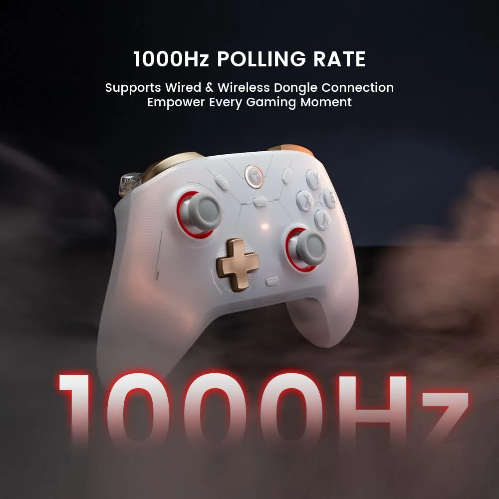 GameSir Cyclone 2 Multiplatform Wireless Controller- TMR Electromagnetic Joysticks&Hall Effect Switch triggers,6-axis Gyro Gaming Controller for Switch/PC/iOS/Android/Steam (Phantom White Bundle)