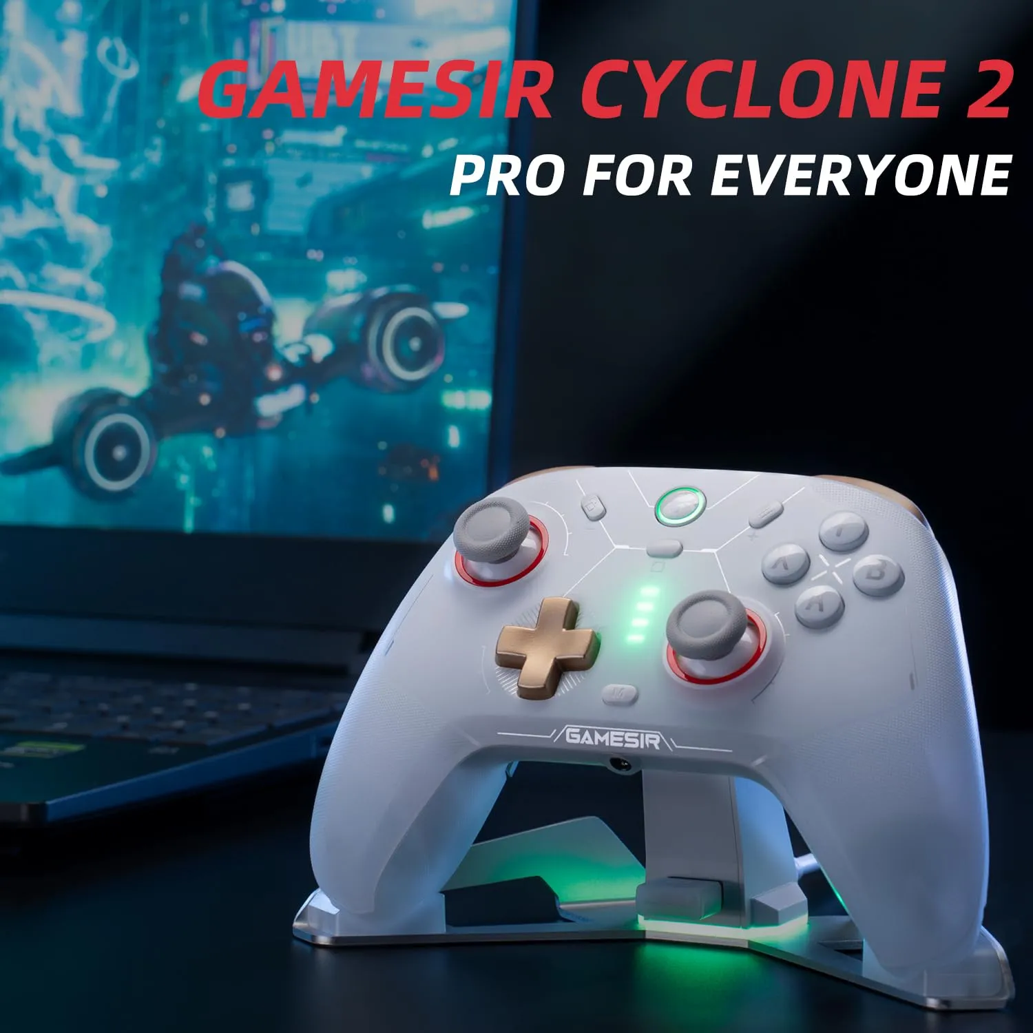 GameSir Cyclone 2 Multiplatform Wireless Controller- TMR Electromagnetic Joysticks&Hall Effect Switch triggers,6-axis Gyro Gaming Controller for Switch/PC/iOS/Android/Steam (Phantom White Bundle)