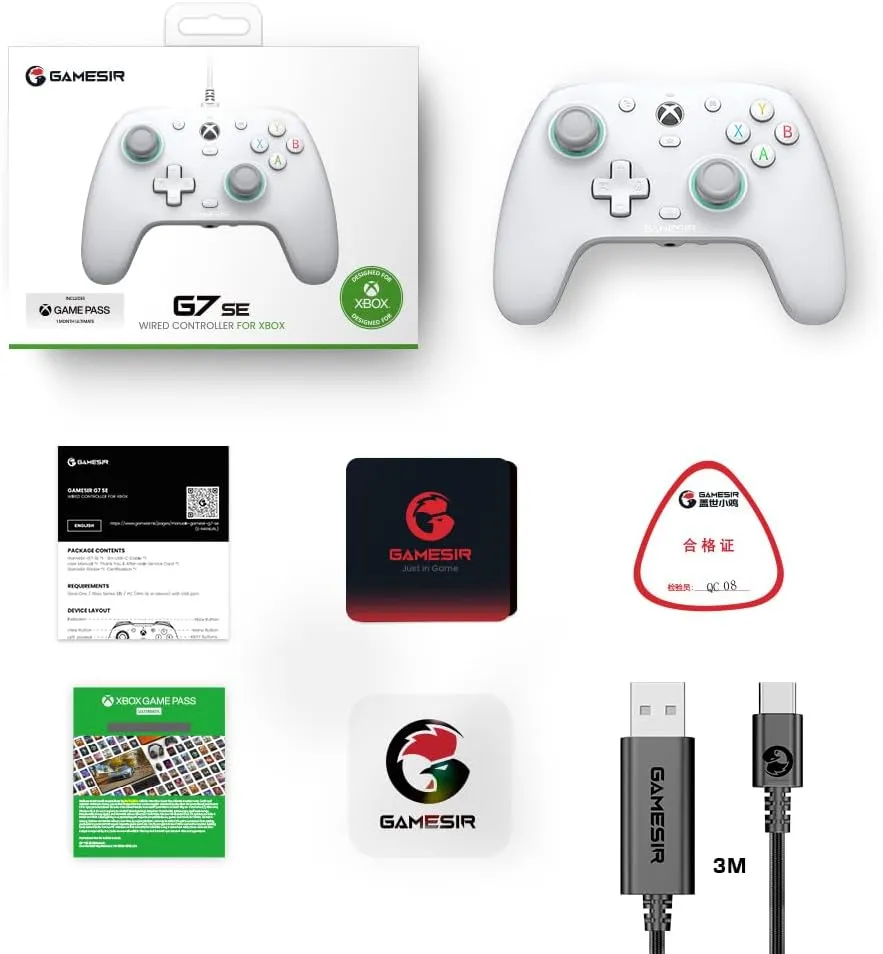 GameSir Wired Controller, G7 SE Gaming Gamepad for Xbox One, Xbox Series X|S & Windows with Hall Effect Joysticks/Hall Trigger