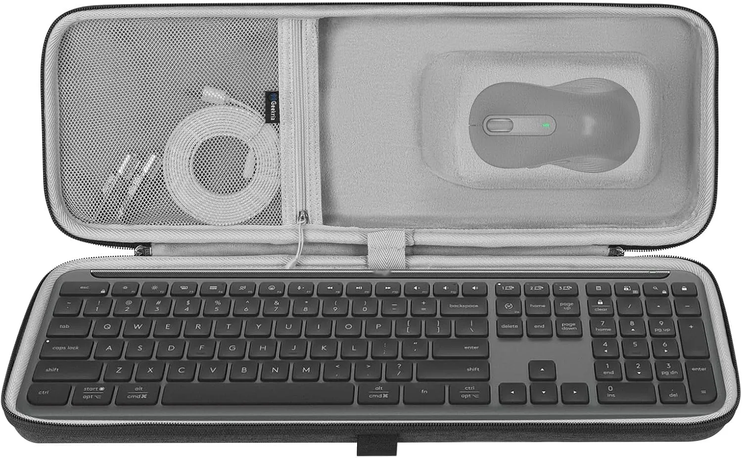 Geekria Keyboard and Mouse Combo Carrying Case, Hard Shell Travel Replacement Case for Logitech MK955 / K950 Signature Slim Wireless Keyboard and Mouse Combo (Dark Grey)