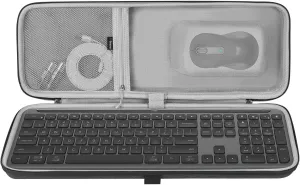Geekria Keyboard and Mouse Combo Carrying Case, Hard Shell Travel Replacement Case for Logitech MK955 / K950 Signature Slim Wireless Keyboard and Mouse Combo (Dark Grey)