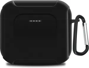 Geekria Silicone Case Cover Compatible with Skullcandy Indy Evo True Wireless Earbuds, Earphones Skin Cover, Protective Carrying Case with Keychain Hook, Charging Port Accessible (Black)