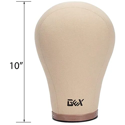 GEX 22" Canvas Cork Wig Head with 55" Mannequin Tripod For Wig Making Cosmetology Hairdressing Display Training Doll Head Adjustable Alloy Stand