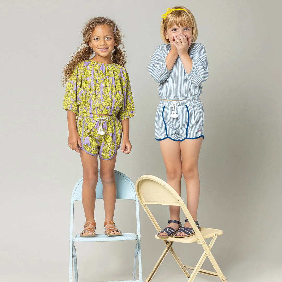 Girls Millie Short - Blue Skinny Stripe