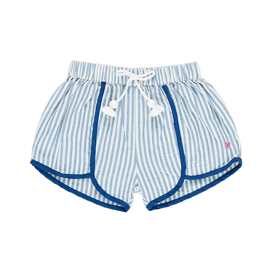 Girls Millie Short - Blue Skinny Stripe