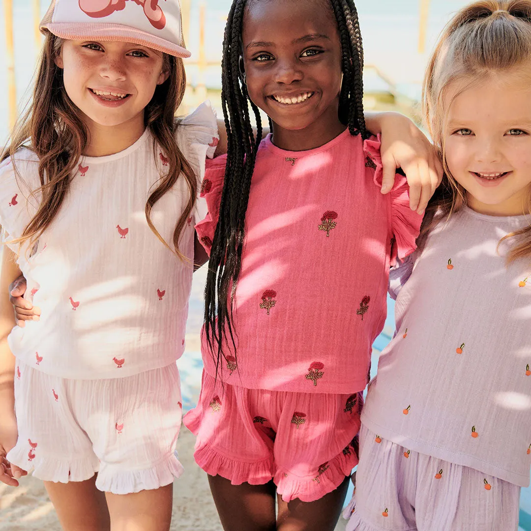 Girls Roey 2-Piece Set - Hot Pink Flowers