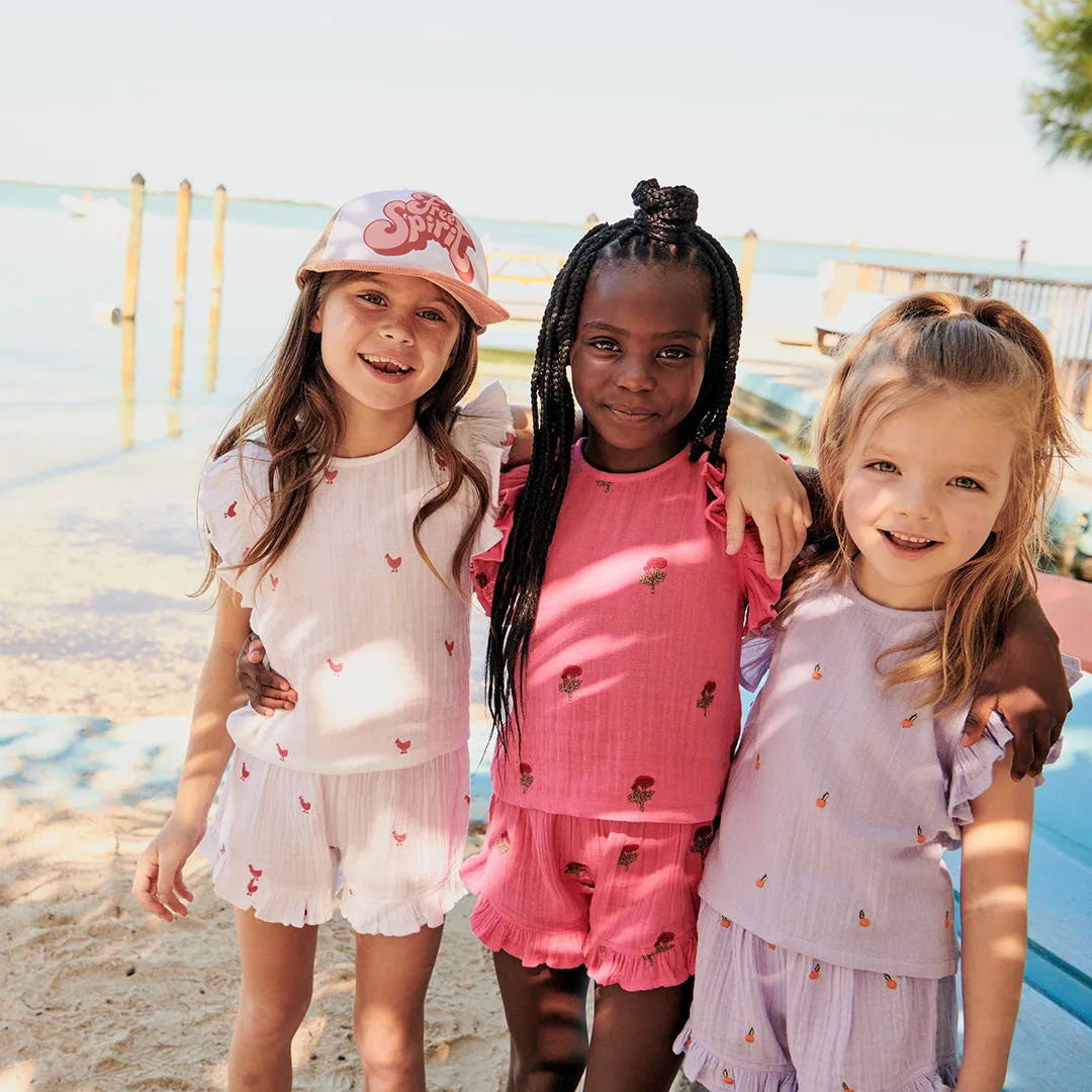 Girls Roey 2-Piece Set - Hot Pink Flowers