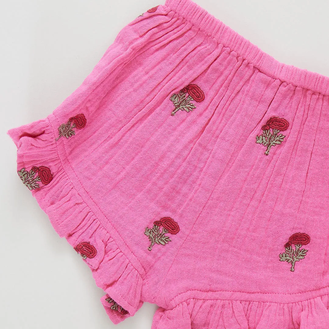 Girls Roey 2-Piece Set - Hot Pink Flowers