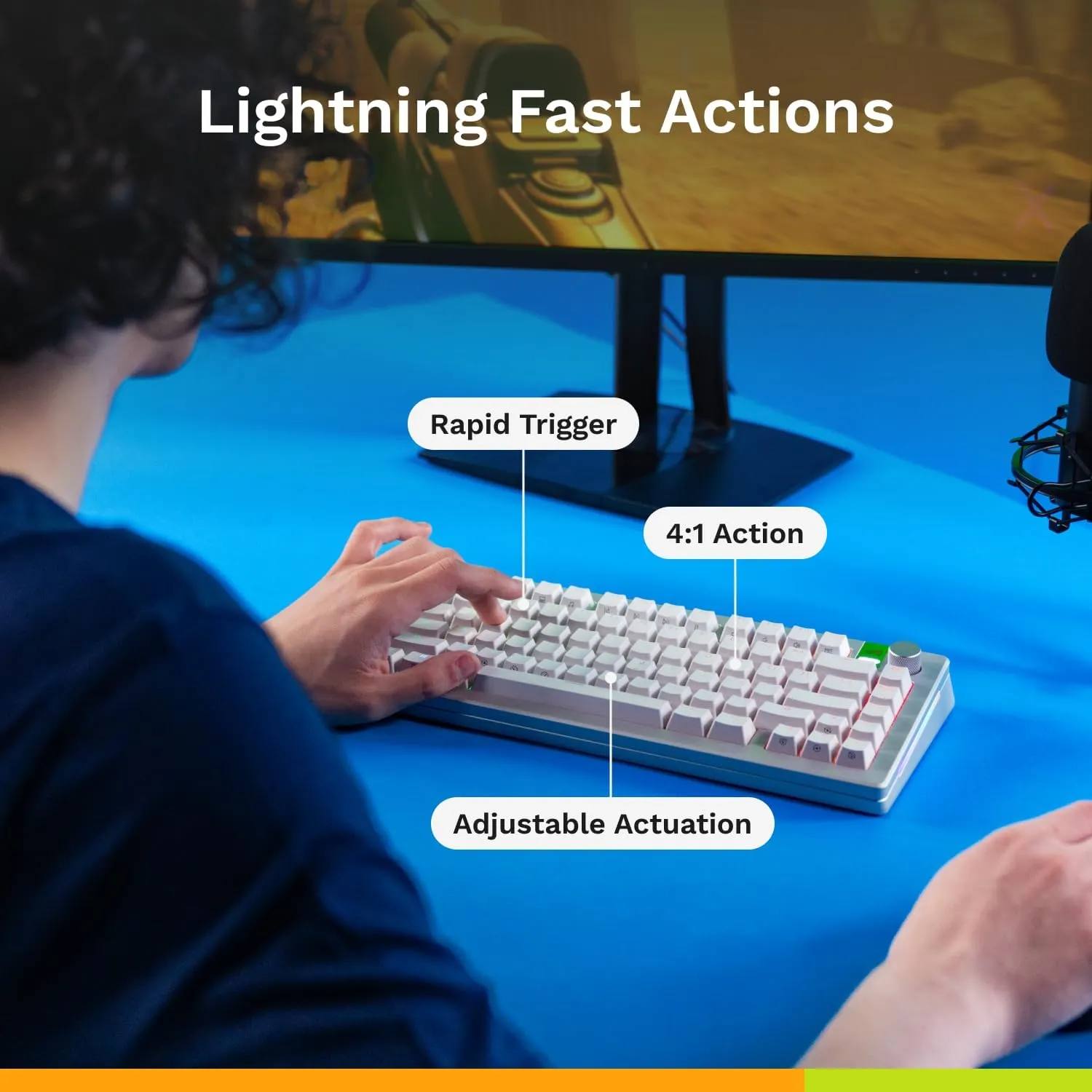 Glorious Gaming - GMMK 3 HE Rapid Trigger Keyboard, Hall Effect, 8K Polling Rate, MX Mechanical & Magnetic Switches, Hotswappable 75% Keyboard, Modular Gasket System, Doubleshot PBT keycaps (White)