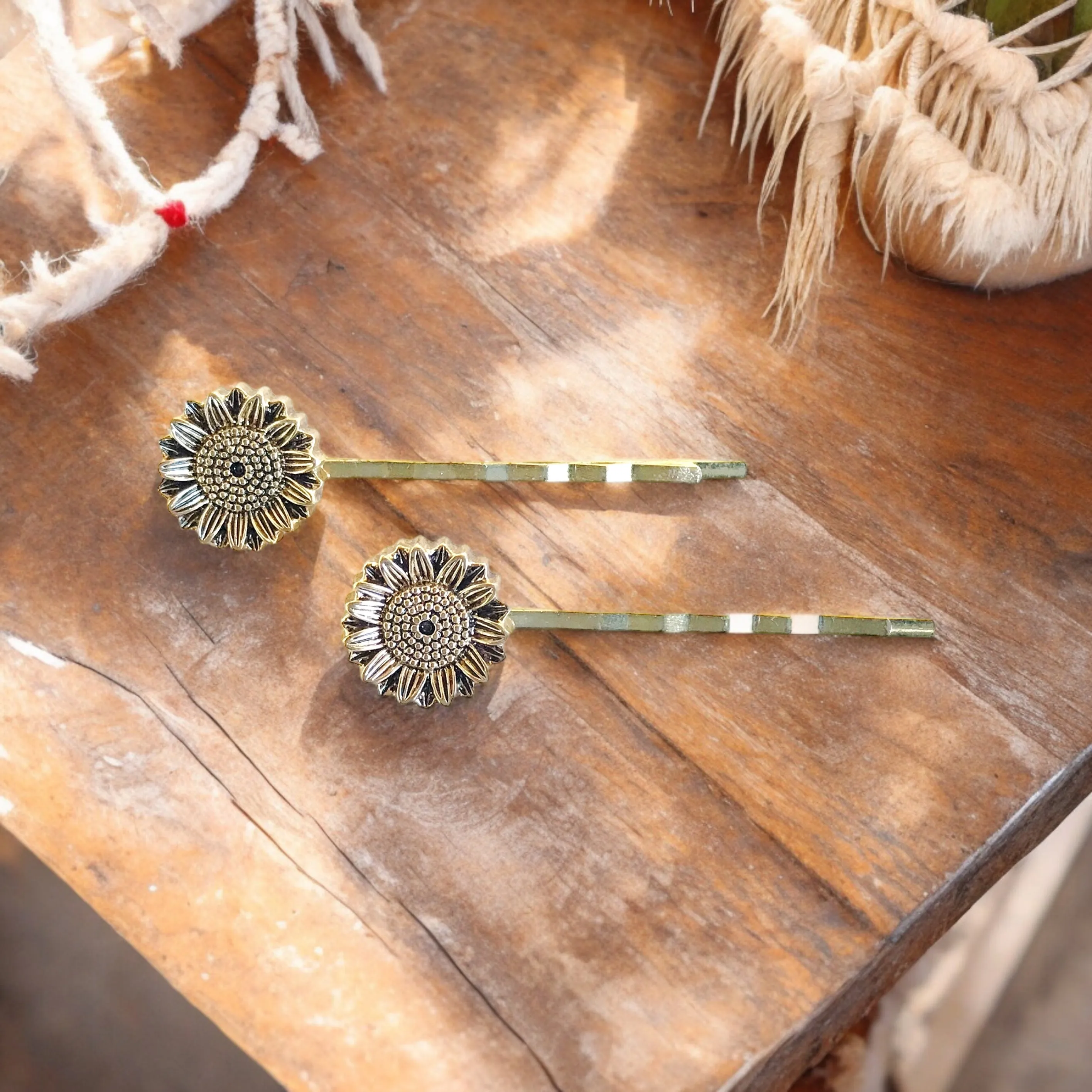 Gold Sunflower Hair Pins: Elegant Boho Floral Accessories