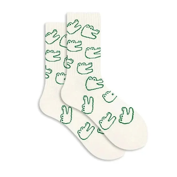 Green Smiley Crocodile Socks