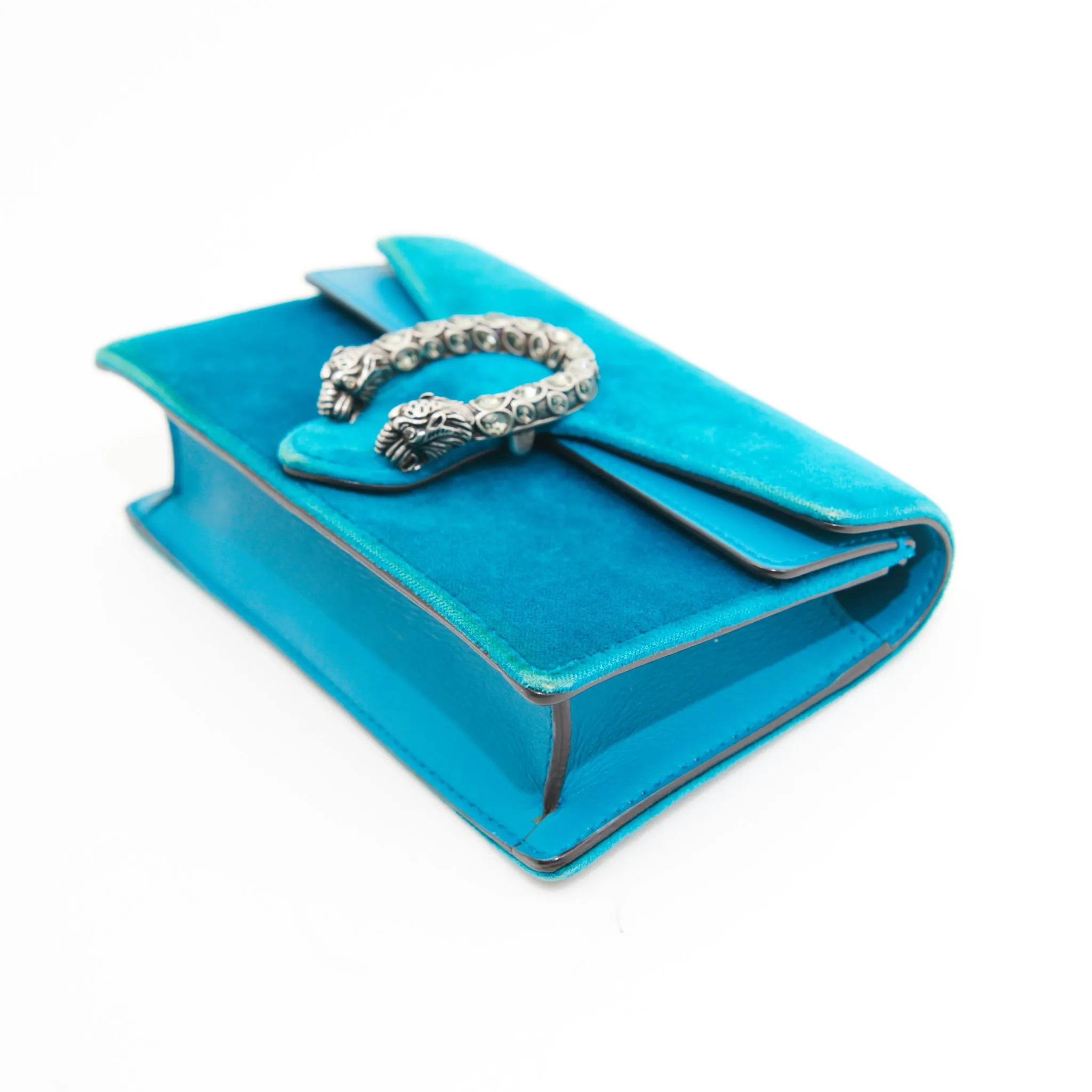 Gucci Velvet Broadway Crystal G in Peacock Blue