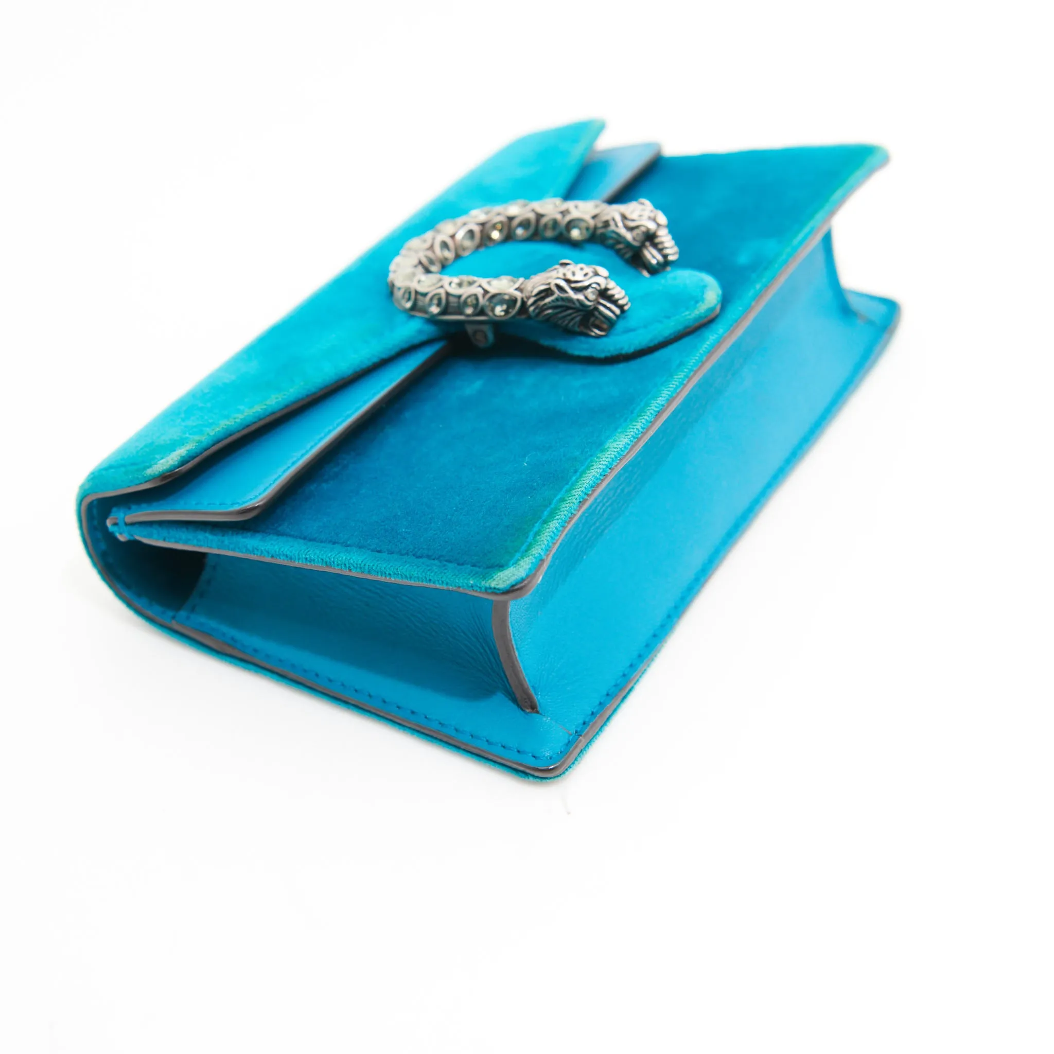 Gucci Velvet Broadway Crystal G in Peacock Blue