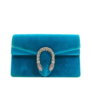 Gucci Velvet Broadway Crystal G in Peacock Blue