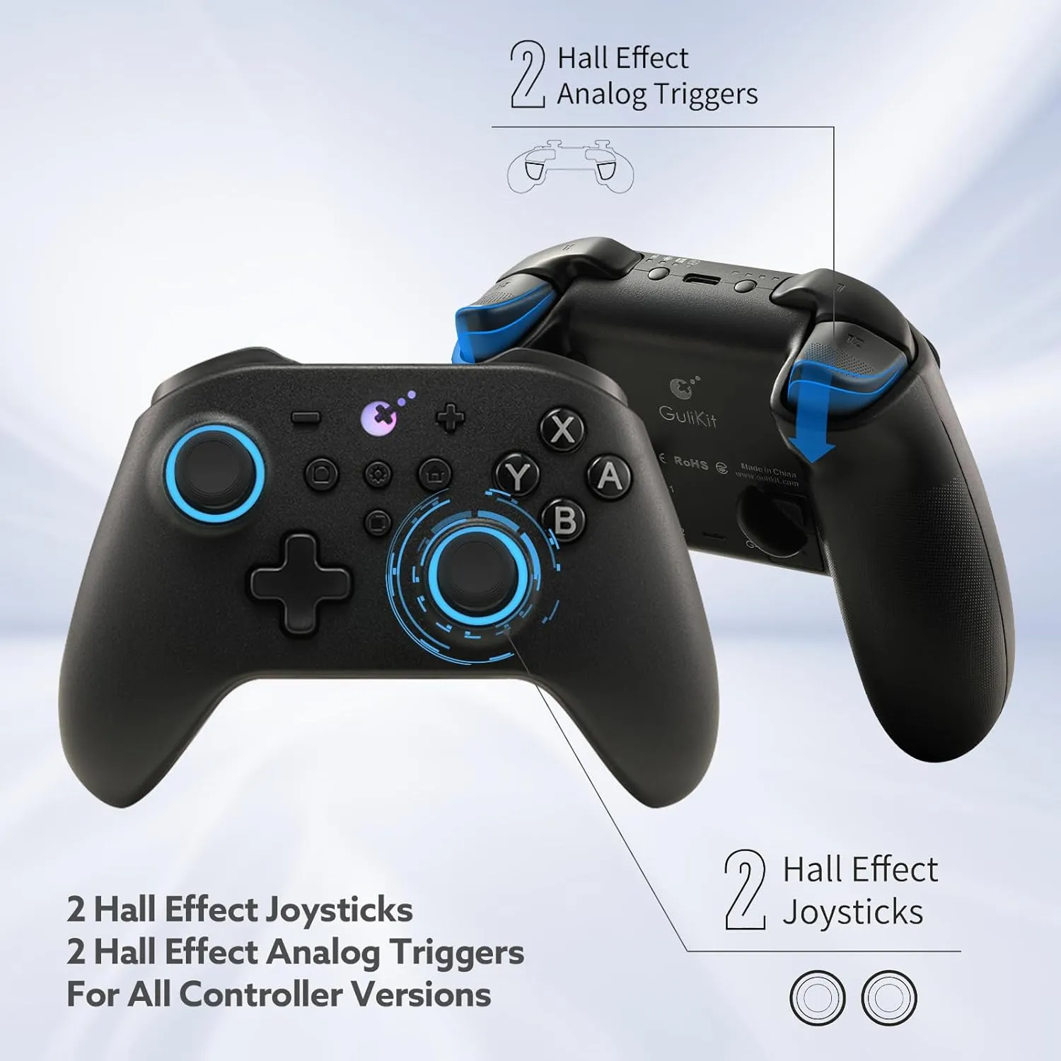 GuliKit KK3 PRO Controller Kingkong 3 Pro Switch Controller (No Drift) for Switch/PC/Android/MacOS/IOS Hall Joysticks and Triggers, Maglev/Rotor/HD Vibration (Black)