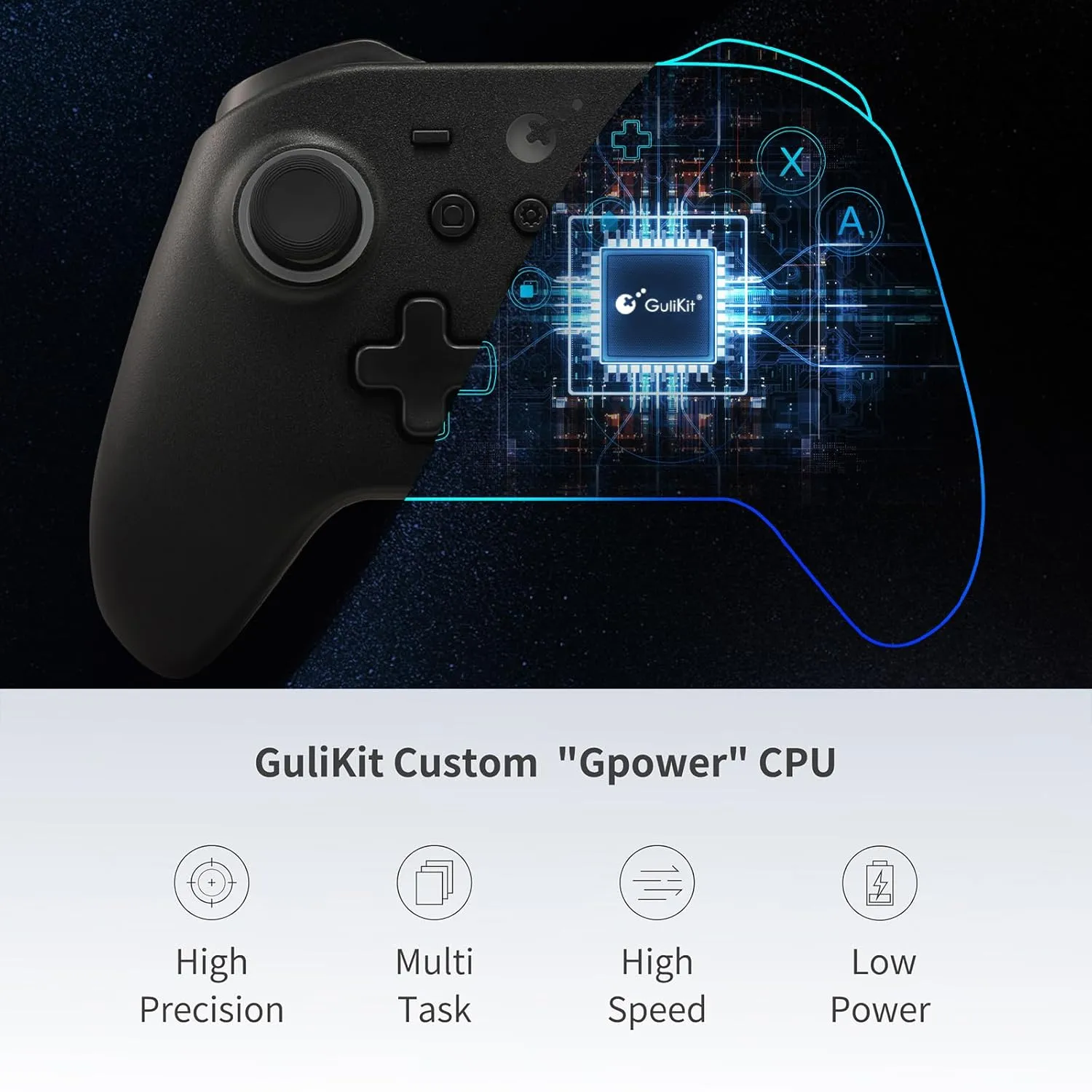 GuliKit KK3 PRO Controller Kingkong 3 Pro Switch Controller (No Drift) for Switch/PC/Android/MacOS/IOS Hall Joysticks and Triggers, Maglev/Rotor/HD Vibration (Black)