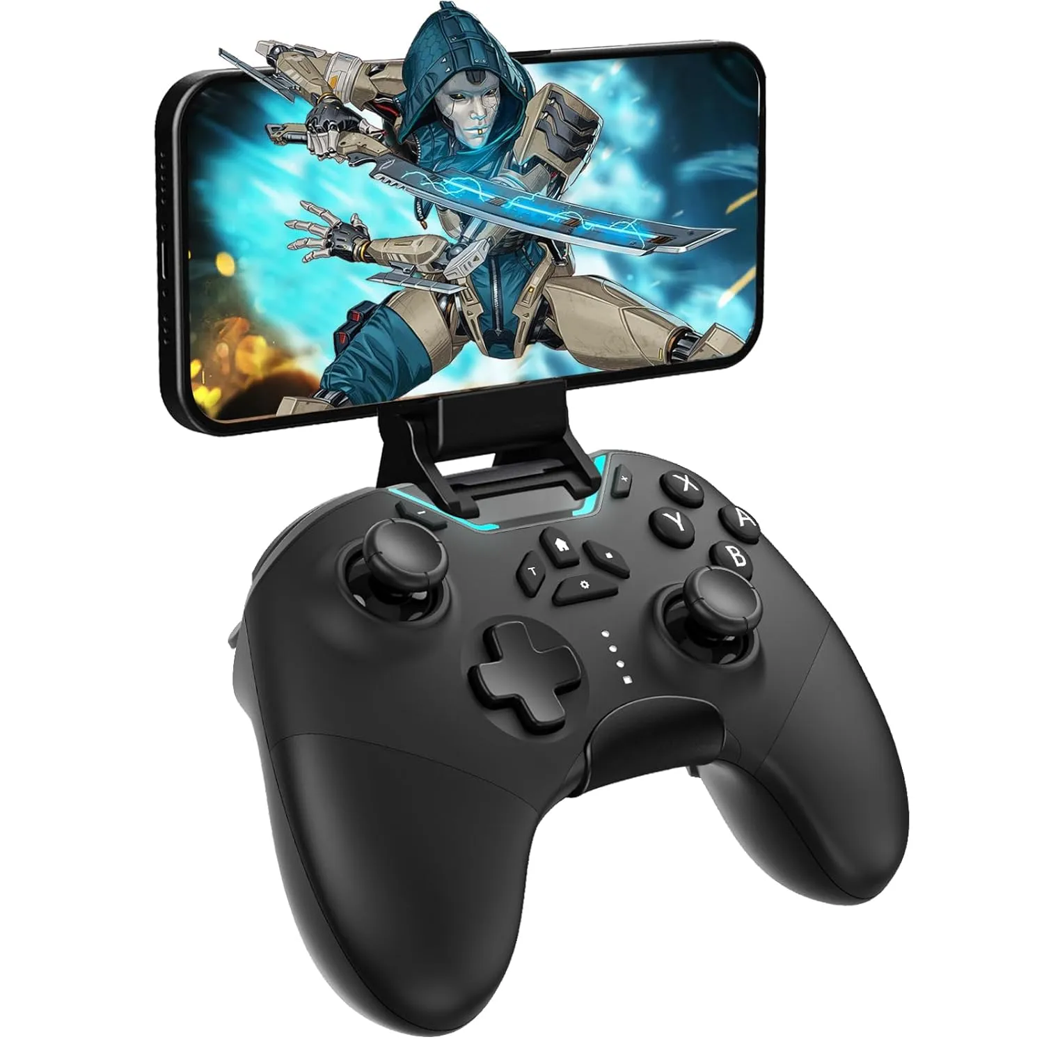 Hall Effect Bluetooth Controller for Switch/PC/iPhone/Android/TV/Steam, Pro Wireless Game Controller Remote Gamepad with Phone Clip with Hall Joystick/Lock Speed/6-Axis Gyro/Dual Motors/Turbo/Macro