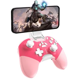 Hall Effect iPhone Controller with Phone Clip, Wireless Bluetooth Game Controller for Android/iPhone/Apple Arcade MFi Games/PC/Switch with Macro/Lock Joystick Speed/6-Axis/Motors/Turbo/ABXY FUN Switch