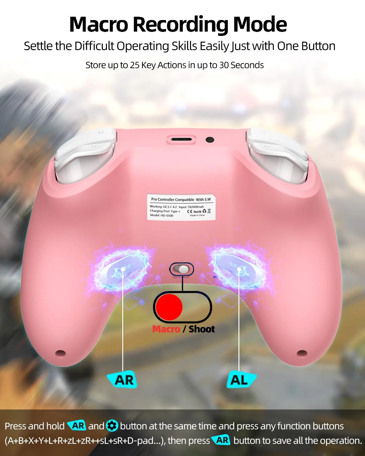 Hall Effect iPhone Controller with Phone Clip, Wireless Bluetooth Game Controller for Android/iPhone/Apple Arcade MFi Games/PC/Switch with Macro/Lock Joystick Speed/6-Axis/Motors/Turbo/ABXY FUN Switch
