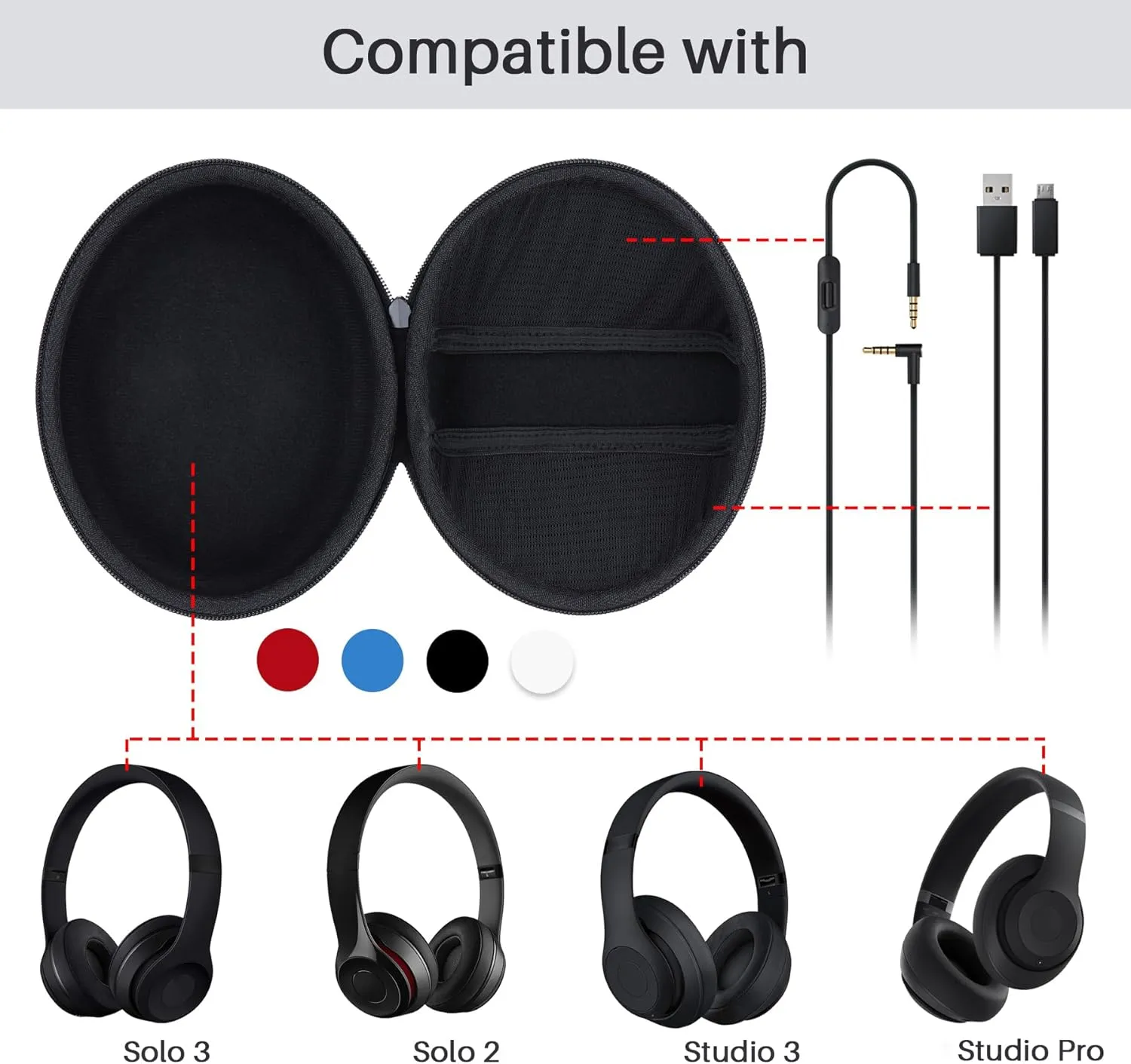 Hard Carry Case Compatible with Beats Studio Pro Studio 3 Solo 4 Solo 3 Solo 2 Noise Cancelling Over-Ear Headphones (Blue Case)