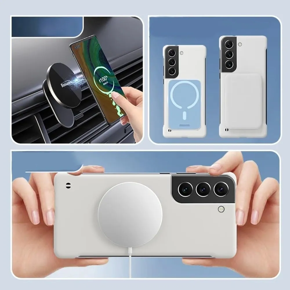 Hard PC Frameless Magnetic Phone Case for Samsung Galaxy S23 S22 S21 S20 FE Plus Note 20 S24 Ultra Matte Thin Cover,Dark Green,S23 Ultra