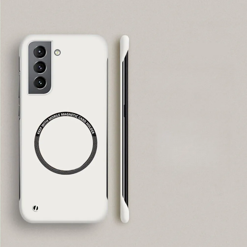 Hard PC Frameless Magnetic Phone Case for Samsung Galaxy S23 S22 S21 S20 FE Plus Note 20 S24 Ultra Matte Thin Cover,Ivory,S23 Ultra