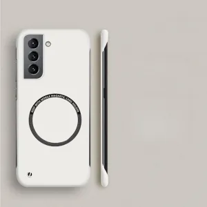 Hard PC Frameless Magnetic Phone Case for Samsung Galaxy S23 S22 S21 S20 FE Plus Note 20 S24 Ultra Matte Thin Cover,Ivory,S23 Ultra