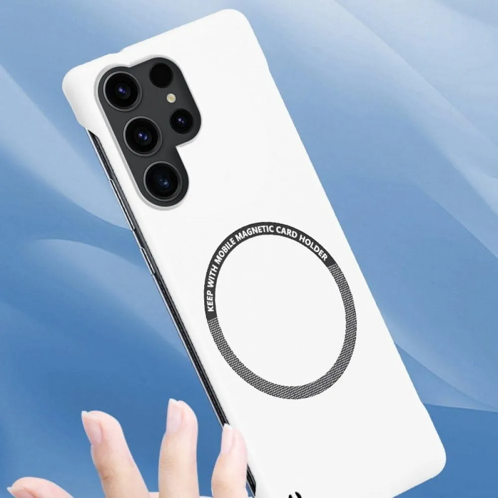 Hard PC Frameless Magnetic Phone Case for Samsung Galaxy S23 S22 S21 S20 FE Plus Note 20 S24 Ultra Matte Thin Cover,Ivory,S23 Ultra