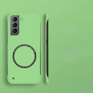 Hard PC Frameless Magnetic Phone Case for Samsung Galaxy S23 S22 S21 S20 FE Plus Note 20 S24 Ultra Matte Thin Cover,Light Green,S23 Ultra