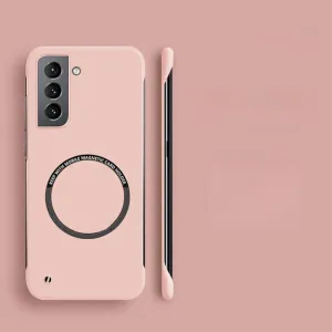 Hard PC Frameless Magnetic Phone Case for Samsung Galaxy S23 S22 S21 S20 FE Plus Note 20 S24 Ultra Matte Thin Cover,Pink,S23 Ultra