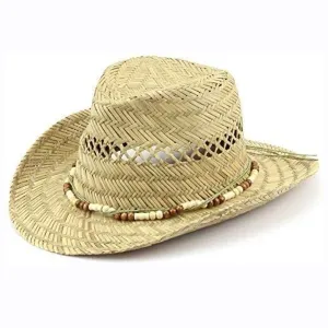 Hats Plus Caps Straw Cowboy Beaded Band Sun Hat Summer 100% Natural Straw